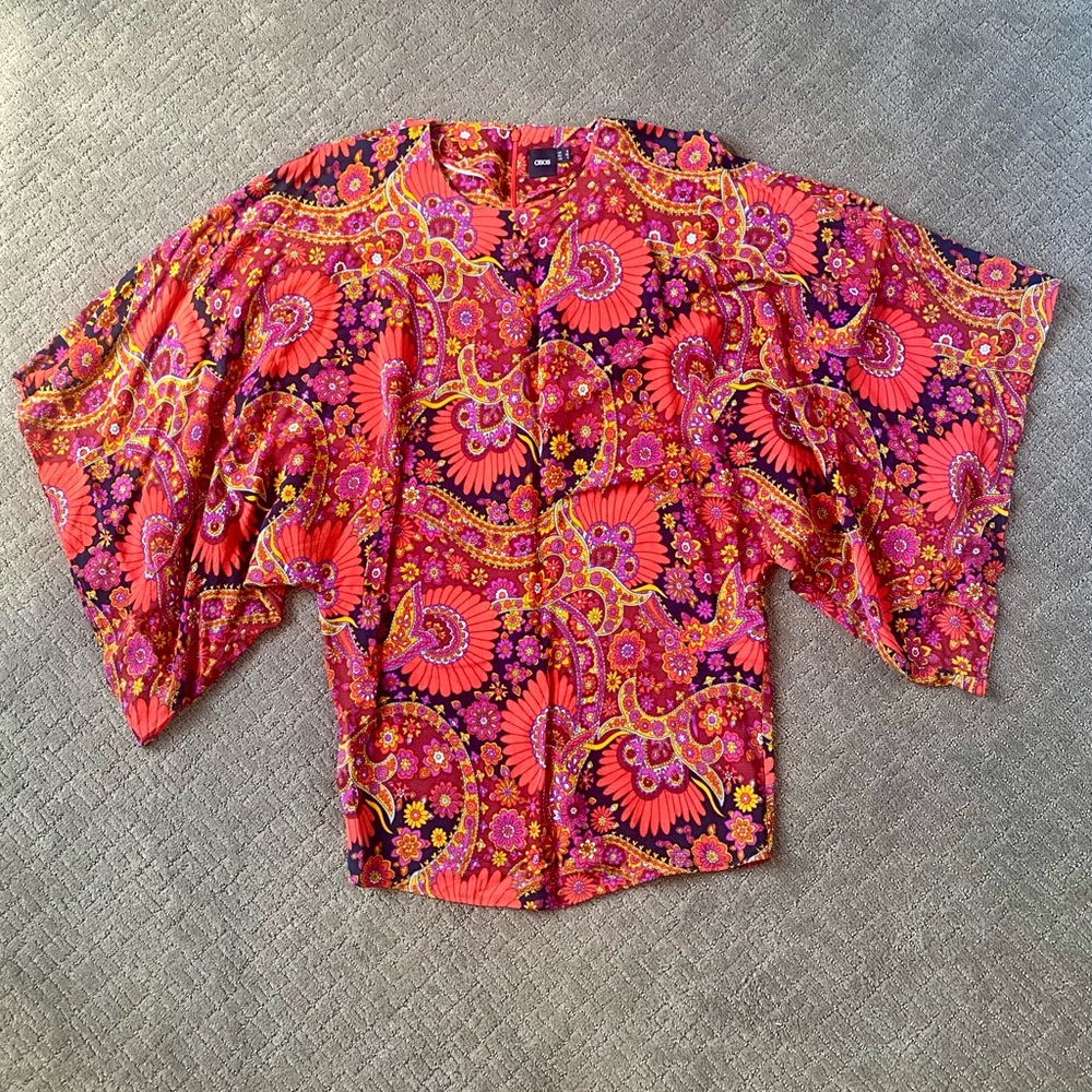 ASOS Red Psychedelic Dolman Sleeve Mini Dress